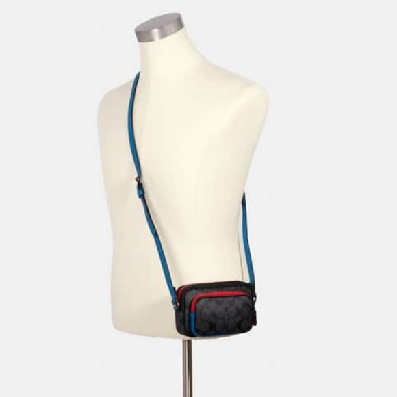 Mini Edge Double Pouch Crossbody In Colorblock Signature Canvas With Coach Patch - Picture 6 of 8